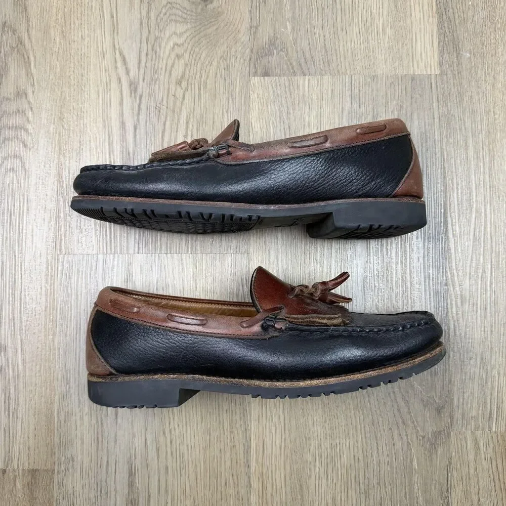 Allen Edmonds Nashua Shoes Mens Size 10.5 D Brown Black Leather Tassel Loafers